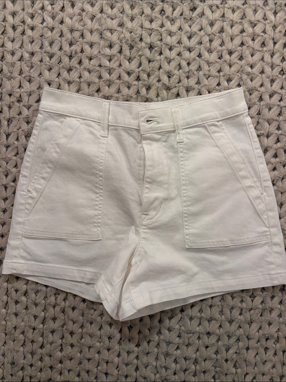 J. Crew Factory White High-Rise Front-Pocket Shorts